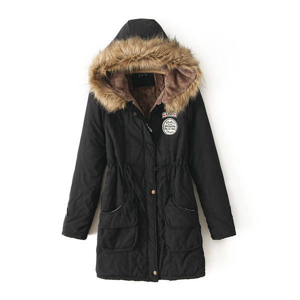 Fur Lined Hooded Winter Padded Parka Jacket for Women