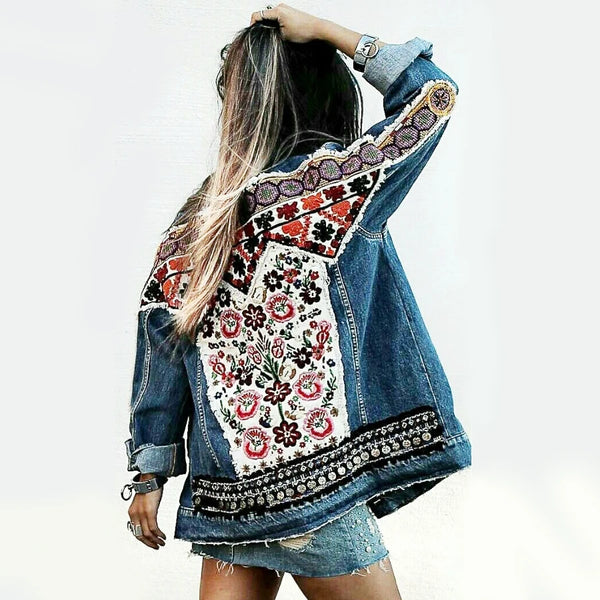 TEELYNN Floral Denim Jacket for Women