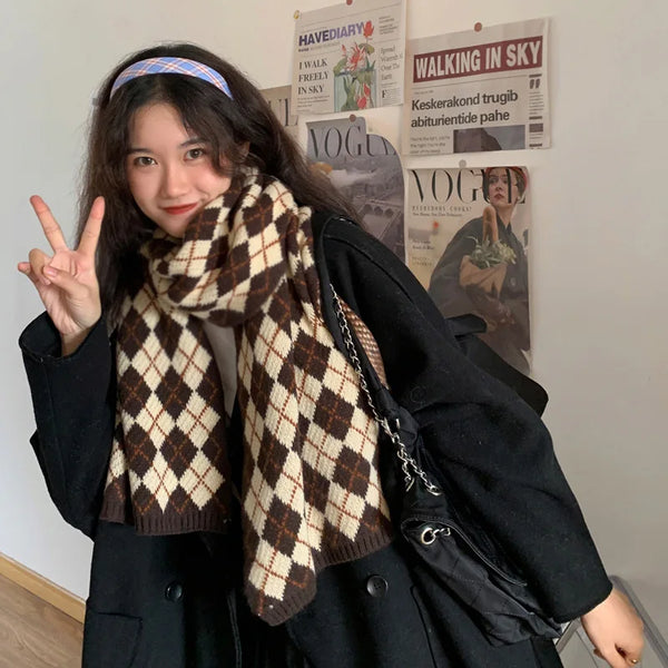 Retro Plaid Scarf for Women