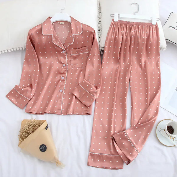 Long Sleeved Printed Pajama Set for Women