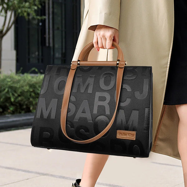 Embossed Large Letters Bag With Shoulder Strap