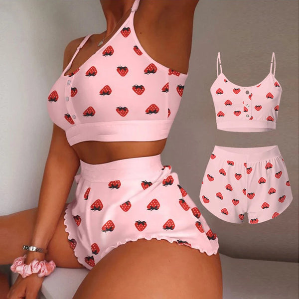 2 Pieces Bralette Shorts Pajamas Set