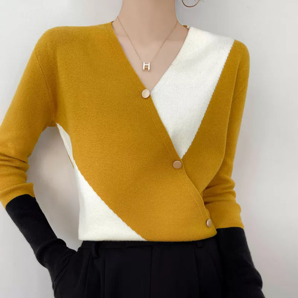 Women's Cashmere Color Block Sweater