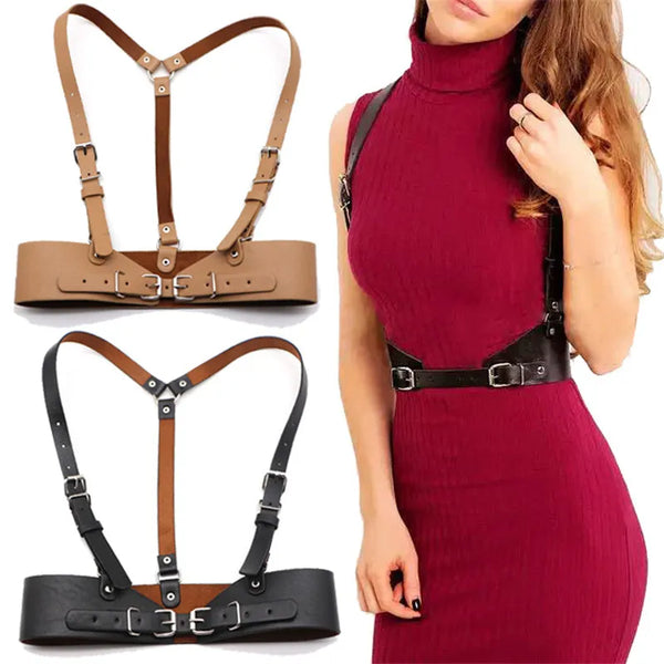 Women's PU Leather Body Harness Bondage Chest Belt