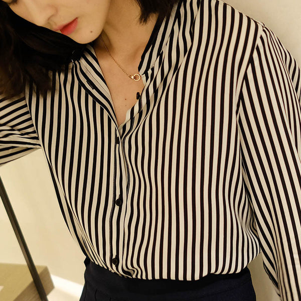 Black and White Striped Cotton Shirt