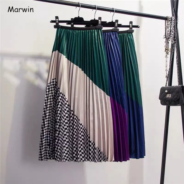 Marwin Multicolor Striped Pleated Skirt for Women