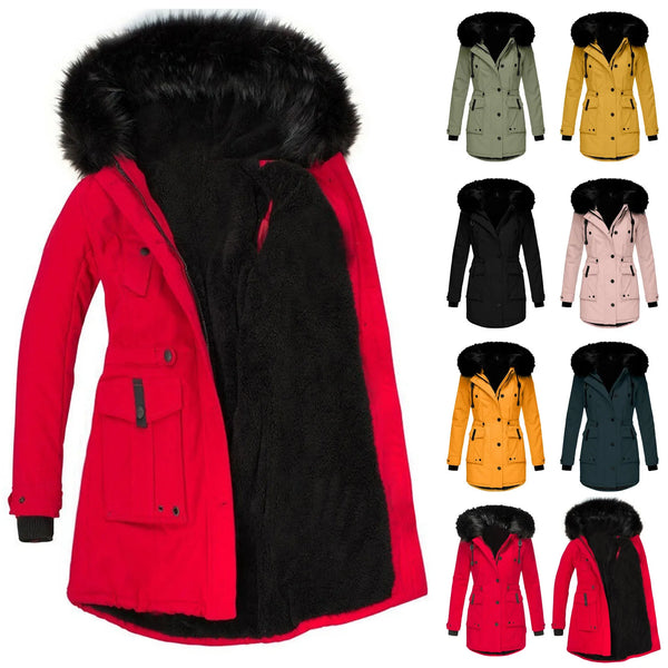 Faux Fur Hooded Padded Long Jacket for Women