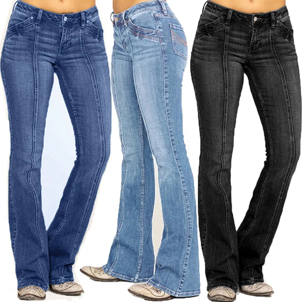 Women's Mid Rise Flared Jeans