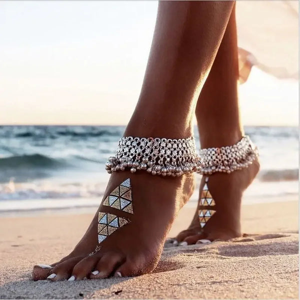 Indian Silver Color Women's Anklet With Bells