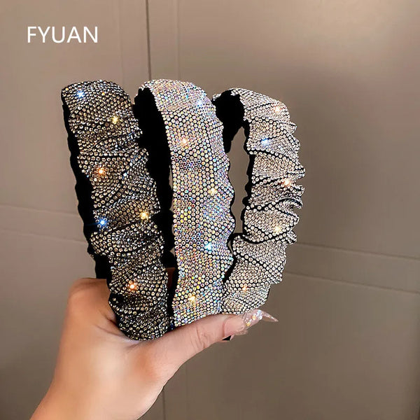 FYUAN White Black Rhinestone Hairband for Women