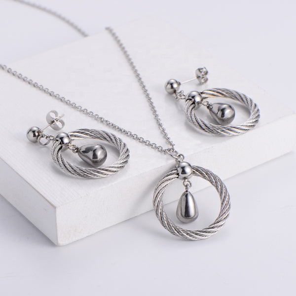 Steel Drop Earring & Necklace