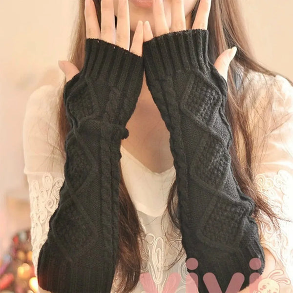 Women Long Sleeved Fingerless Gloves