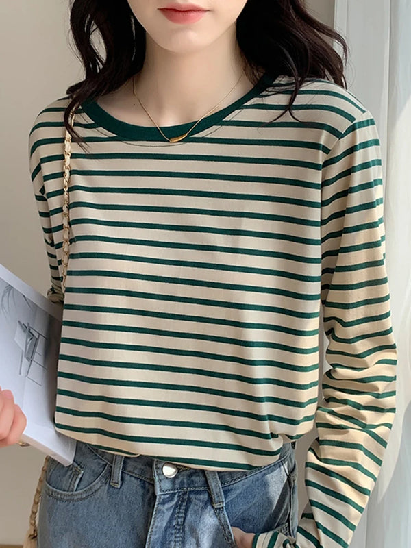 Horizontal Striped Casual T-Shirt for Women