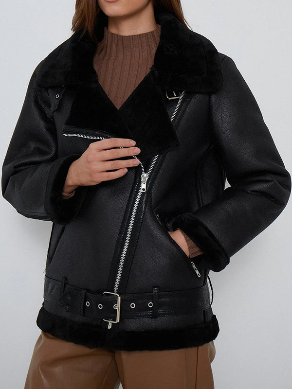 Winter Faux Leather Short Jacket