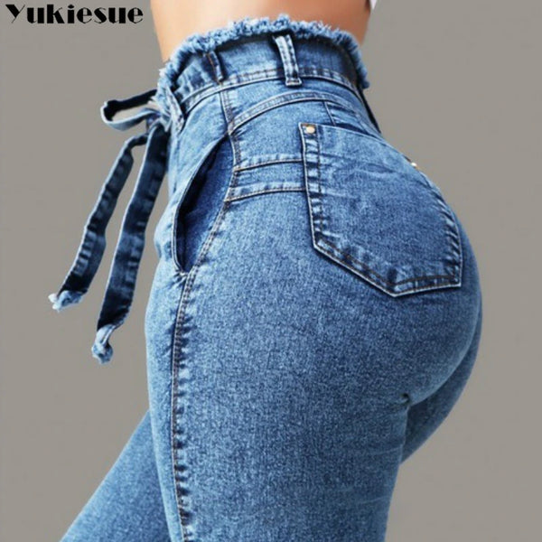 Womens High Waist Slim Fit Jeans