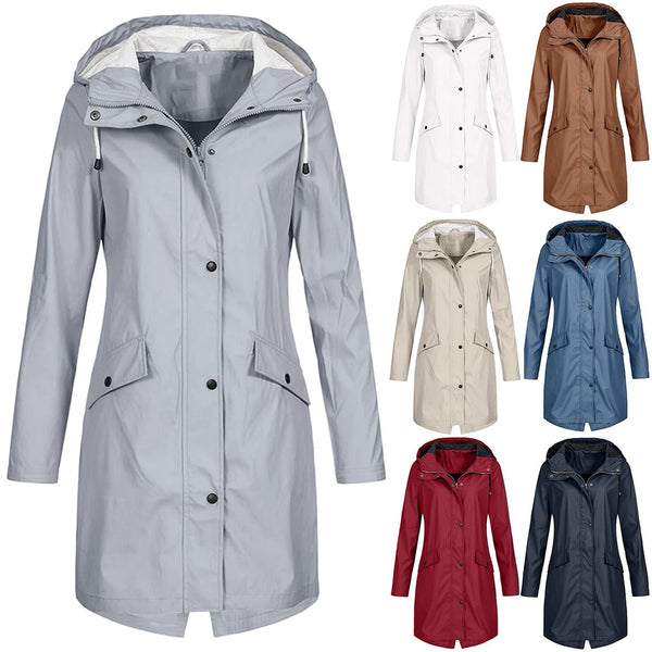 Women's Packable Waterproof Hooded Raincoat Jacket