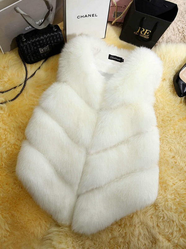 Faux Fur Sleeveless Winter Jacket