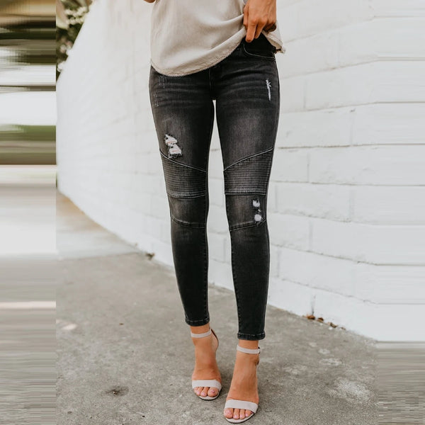 Ripped Biker Jeans for Women