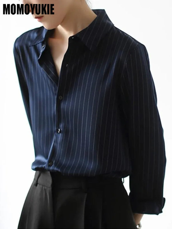 Unisex Blue Striped Full Sleeved Dress Shirt